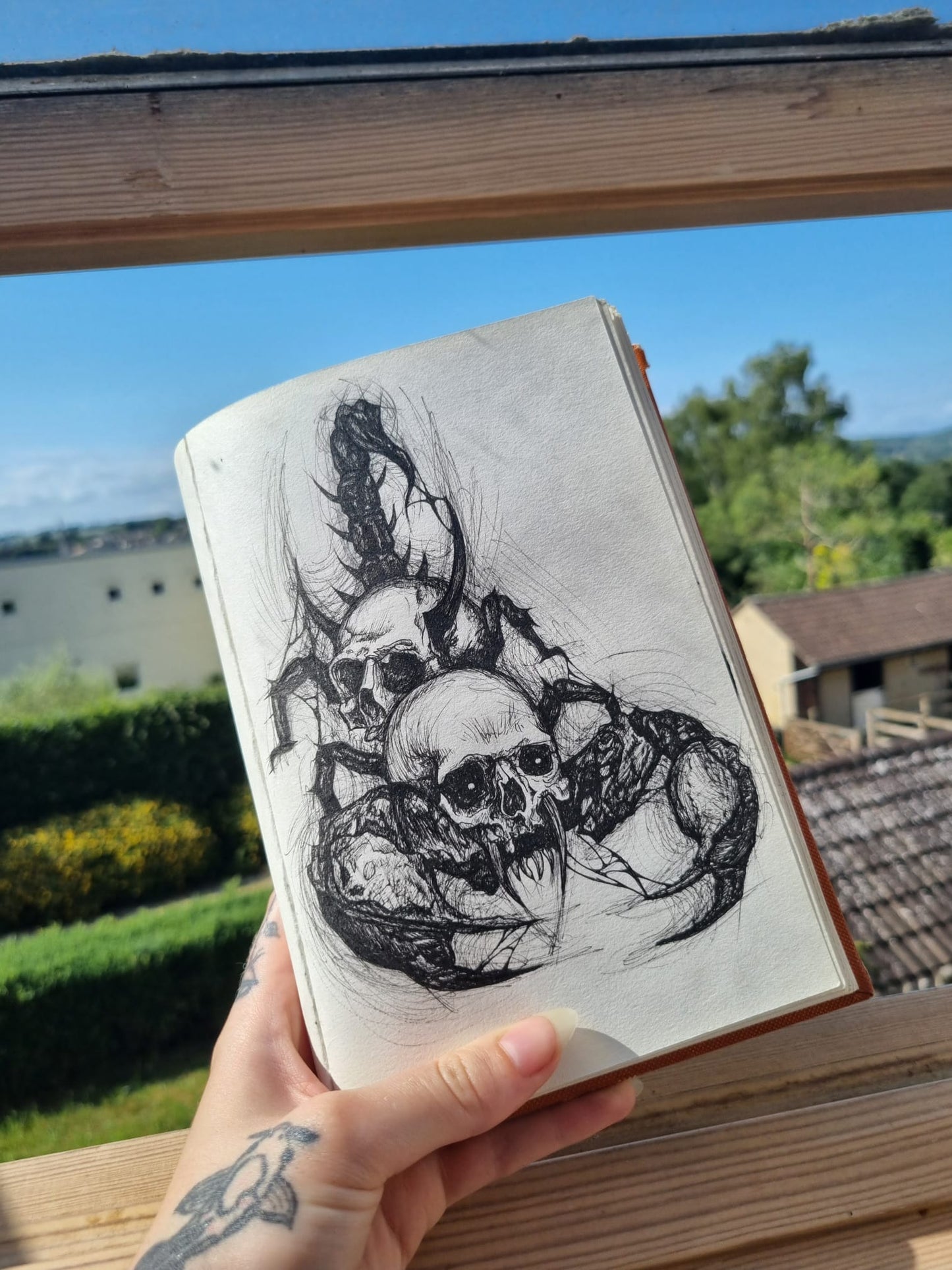 Scorpius - Scorpion with Skulls Tattoo Style Print